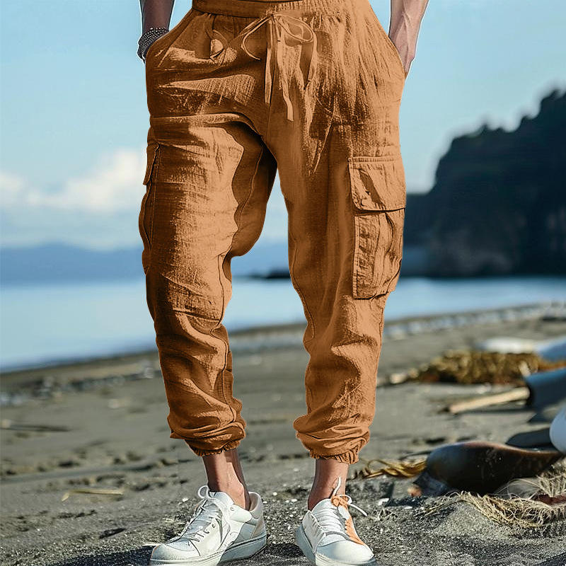 Men's Casual Ankle-Tied Multi-Pocket Trousers