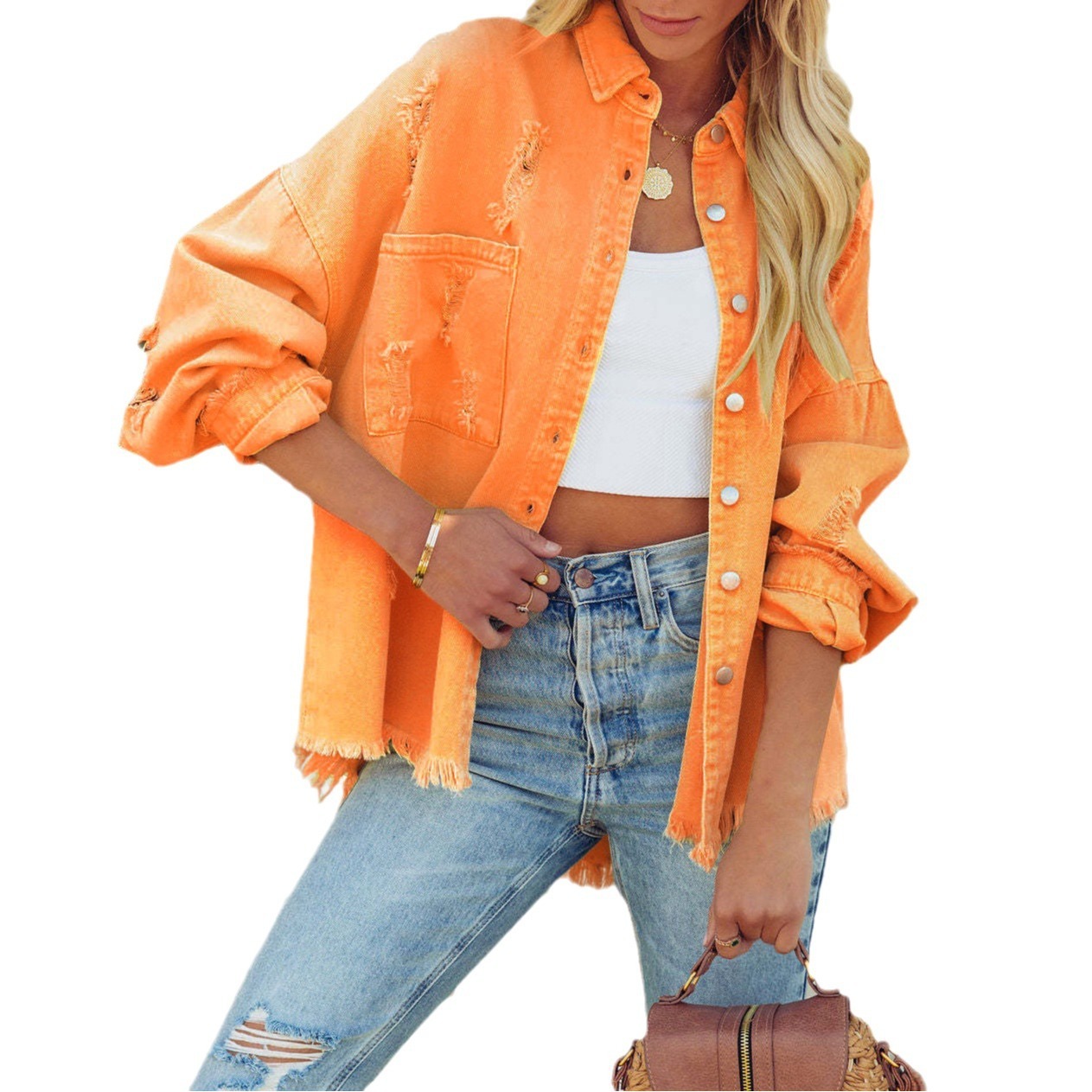 Long Sleeve Lapel Retro Street Denim Coat - Image 6