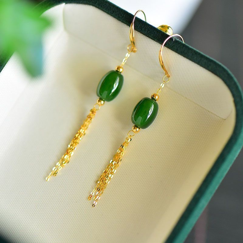 Oval Earrings Spinach Green Earrings
