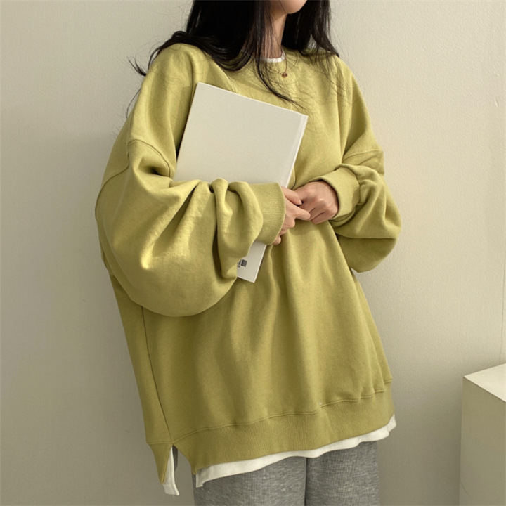 Solid Women's Loose Fleece-lined Color Hoodie - Image 7
