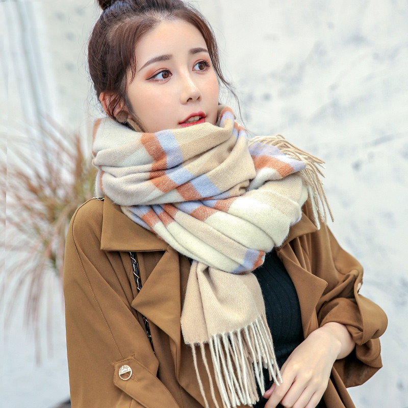 Wool Check Style Thick Warm Scarf