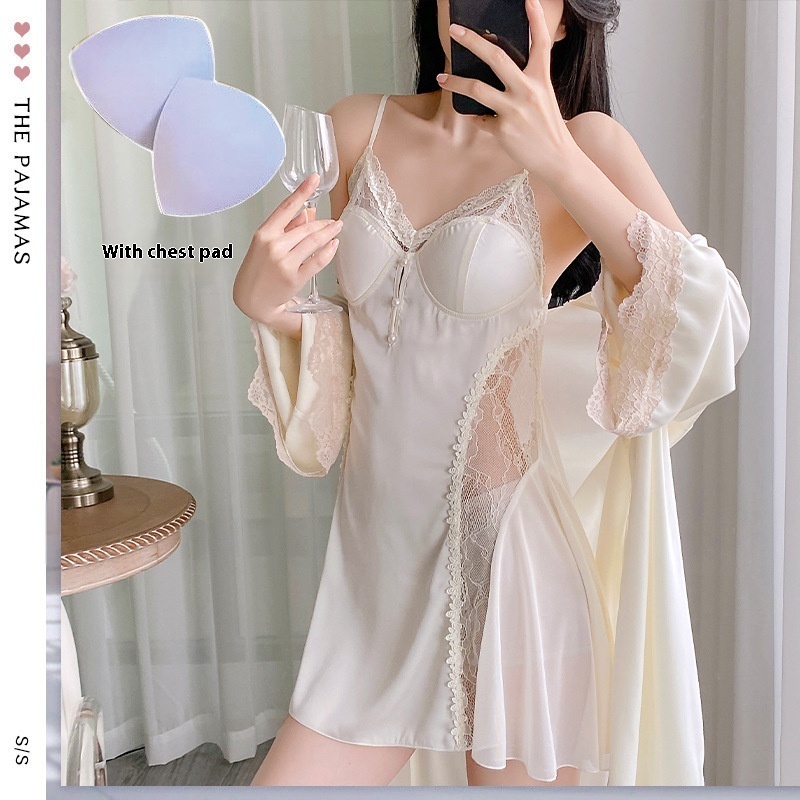 Ice Silk Suspender Skirt Night Suit - Image 6