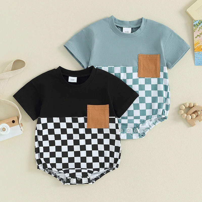 Baby Waffle Patchwork Pocket Jumpsuit
