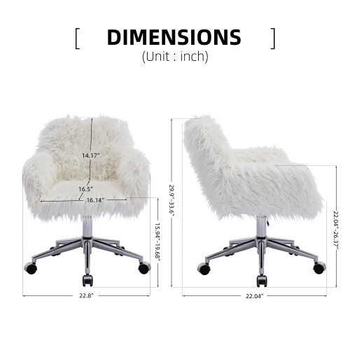 Modern Faux Fur Office Chairs - Image 8