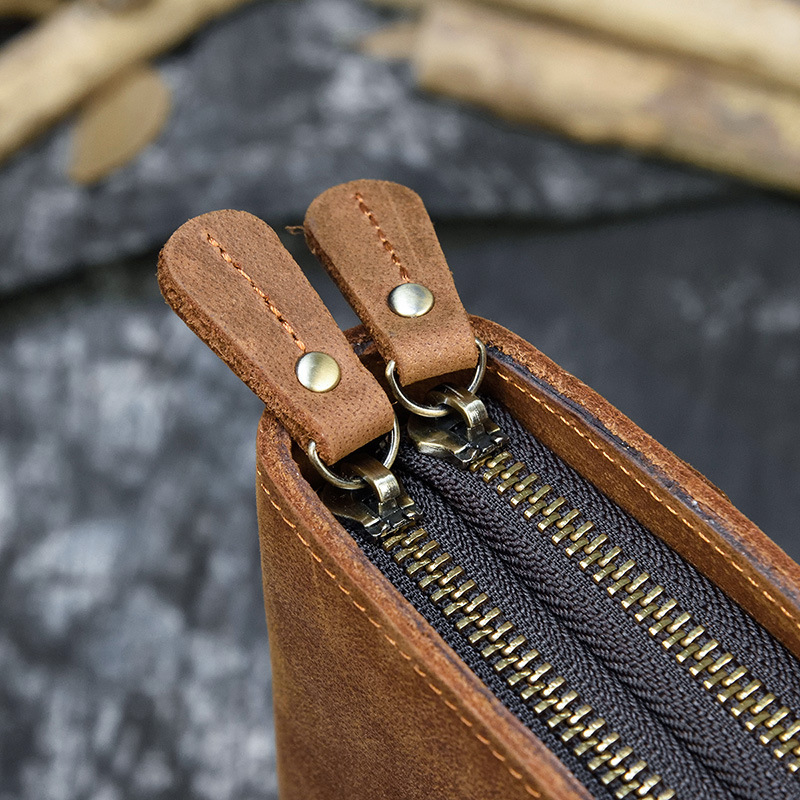Crazy Horse Leather Double Zip Clutch - Image 3