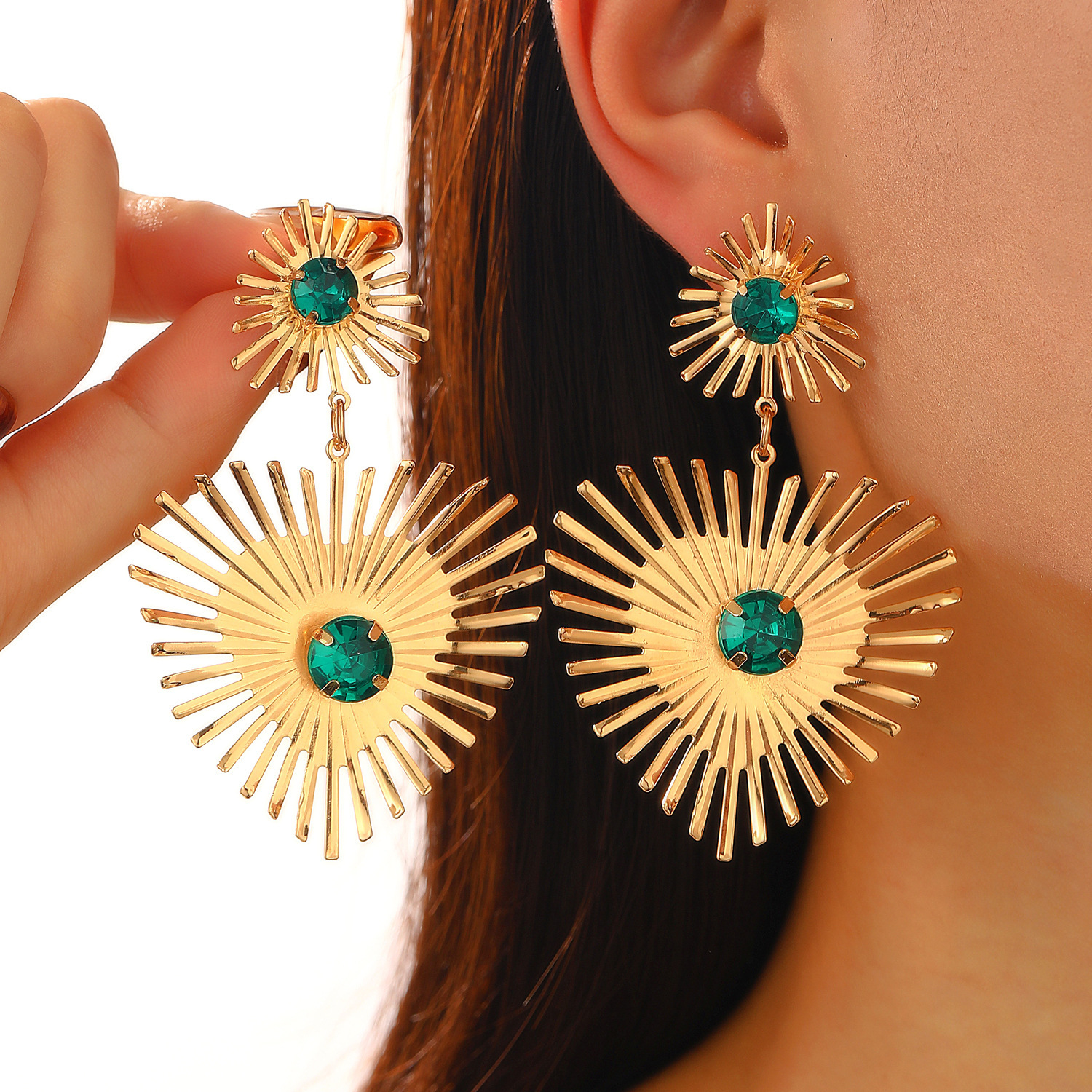Bohemian Sunflower Heart-shaped Earrings