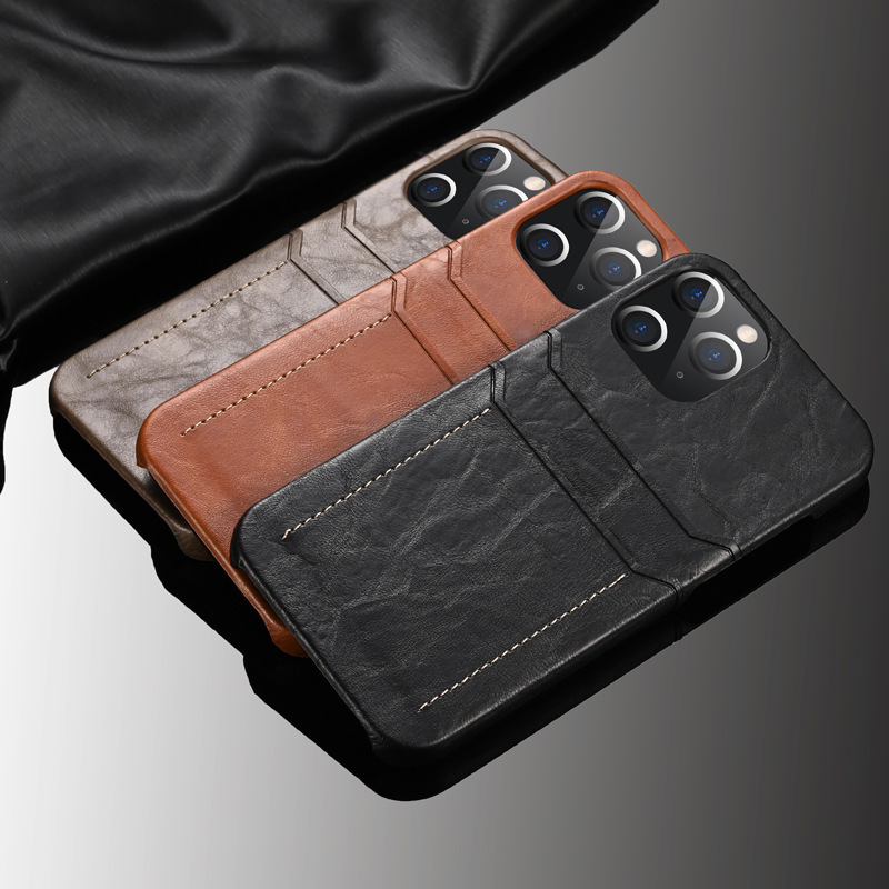 Oil-waxed Calfskin Pattern Mobile Phone Case