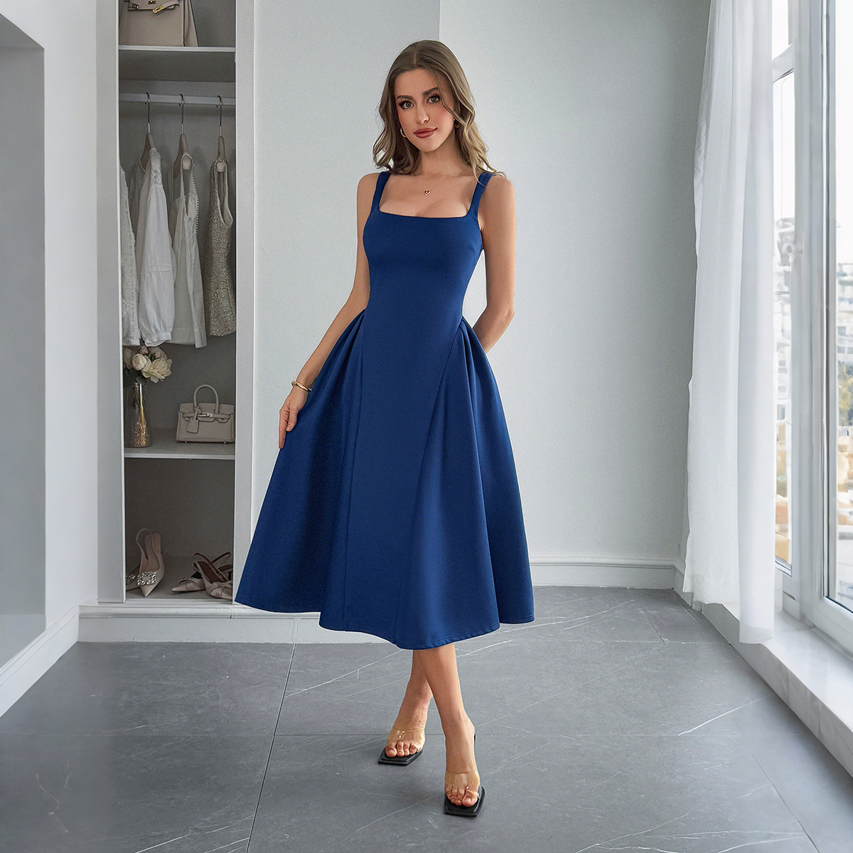 Leisure Simple Camisole Line A Dress