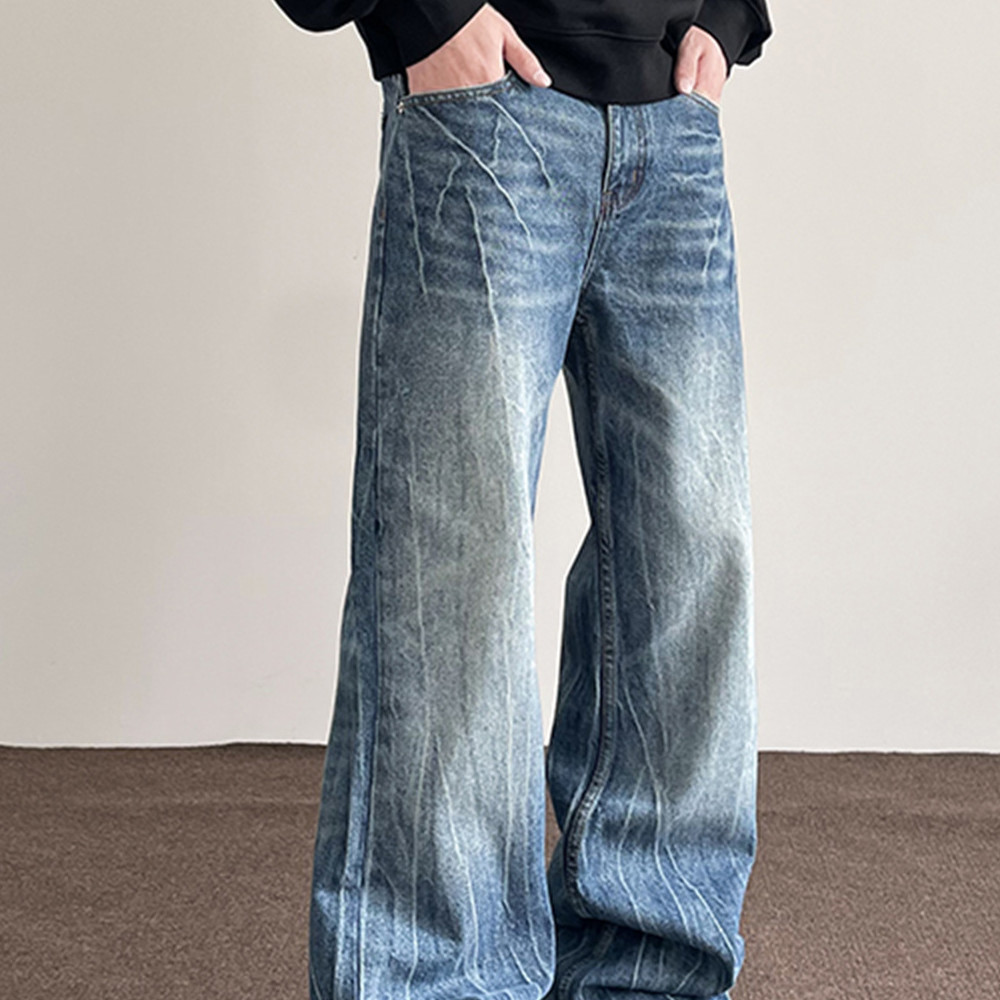 Retro Lightning Blue Straight Jeans