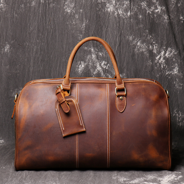 One Shoulder Crossbody Men's Leather Duffel Bag