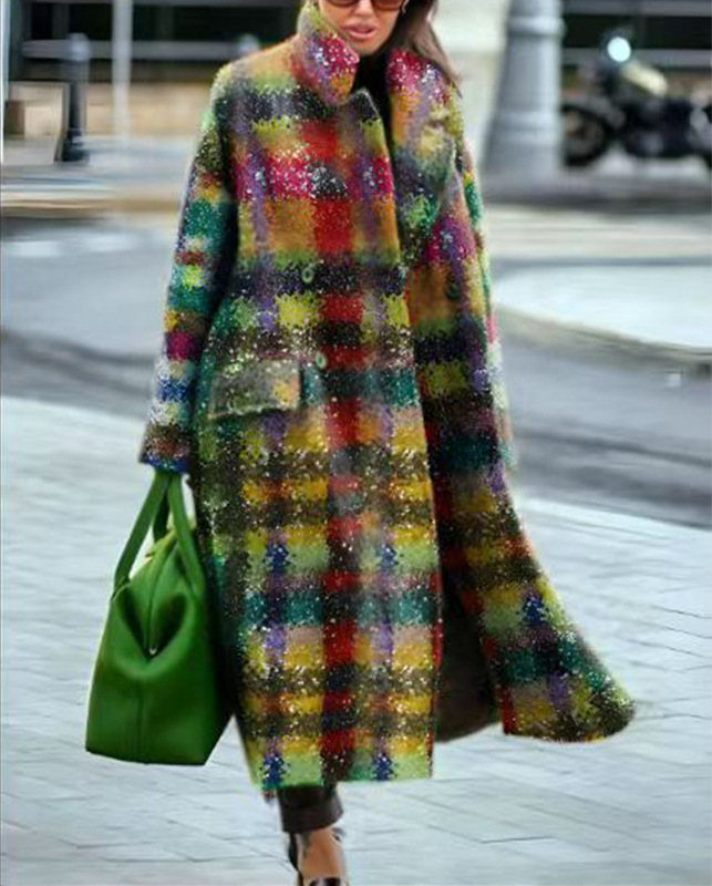 Women's Printed Dragon And Phoenix Woolen Coat - Image 10