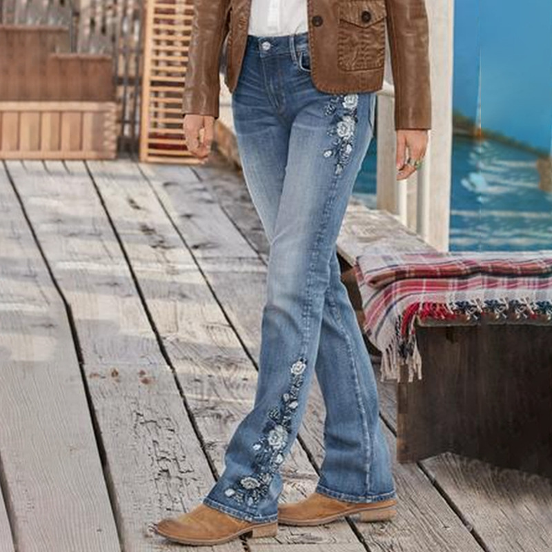 Women's Embroidered Bootcut Slim Fit Jeans - Image 6