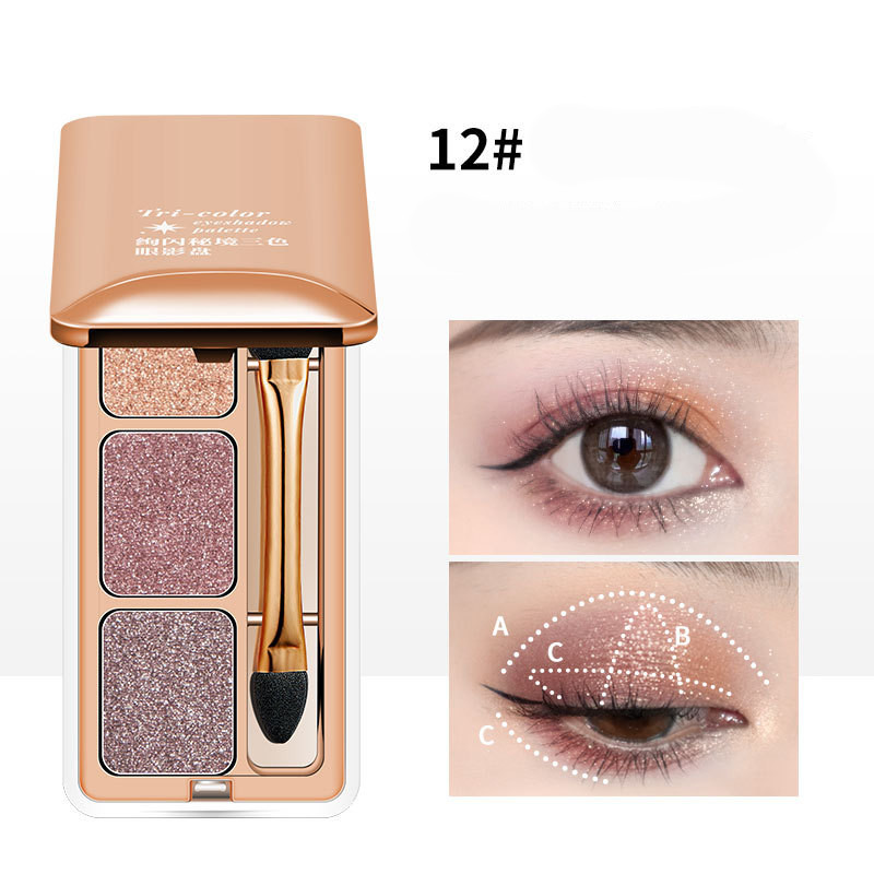 Three Color Eye Shadow Plate With Pearly Light - Image 4