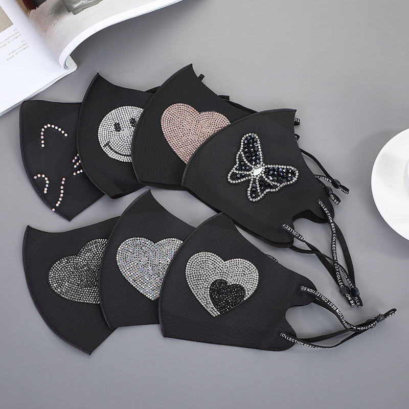 Rhinestone Smiley Butterfly Pattern Mask