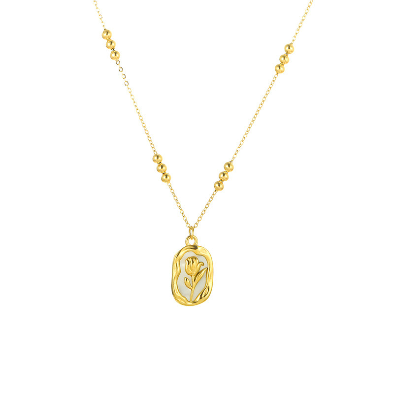 Simple Rose White Shell Pendant Necklace - Image 9