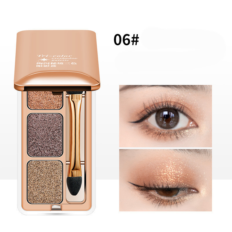 Three Color Eye Shadow Plate With Pearly Light - Image 2