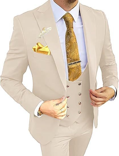 Men's Slim Double-Breasted Coat Vest Pants Suit - Image 4