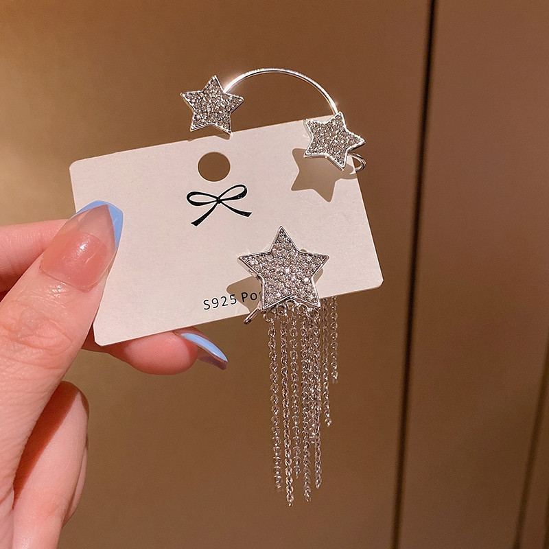 French Full Diamond Tassel Earrings - Image 5