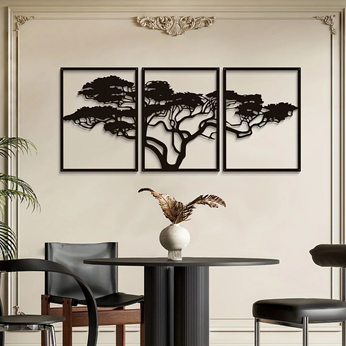 Black Metal Wall Art Decorative Three-piece Set