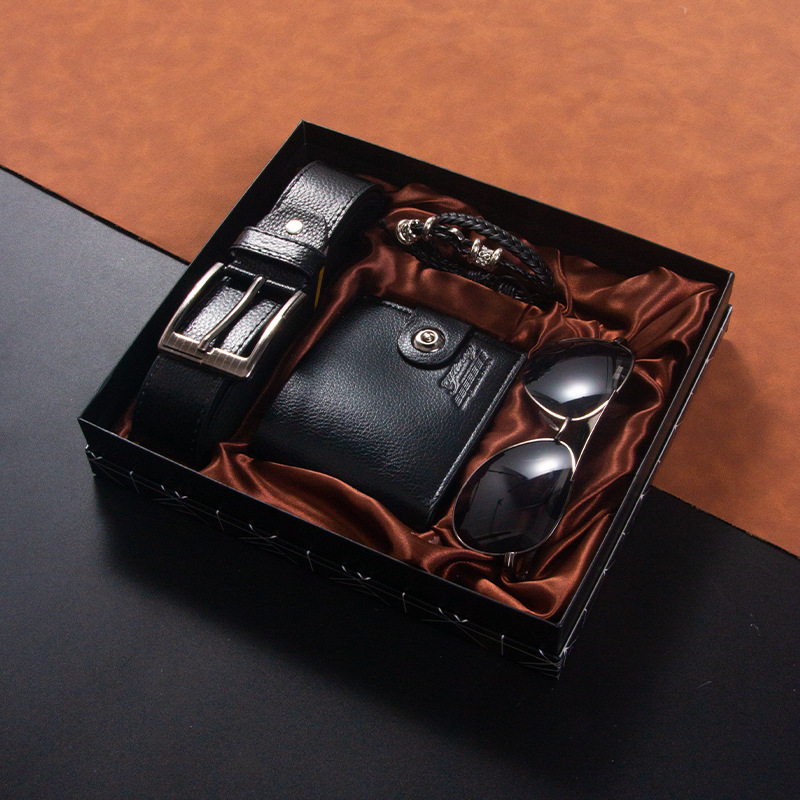 Men's Wallet Belt Bracelet Sunglasses Gift Set
