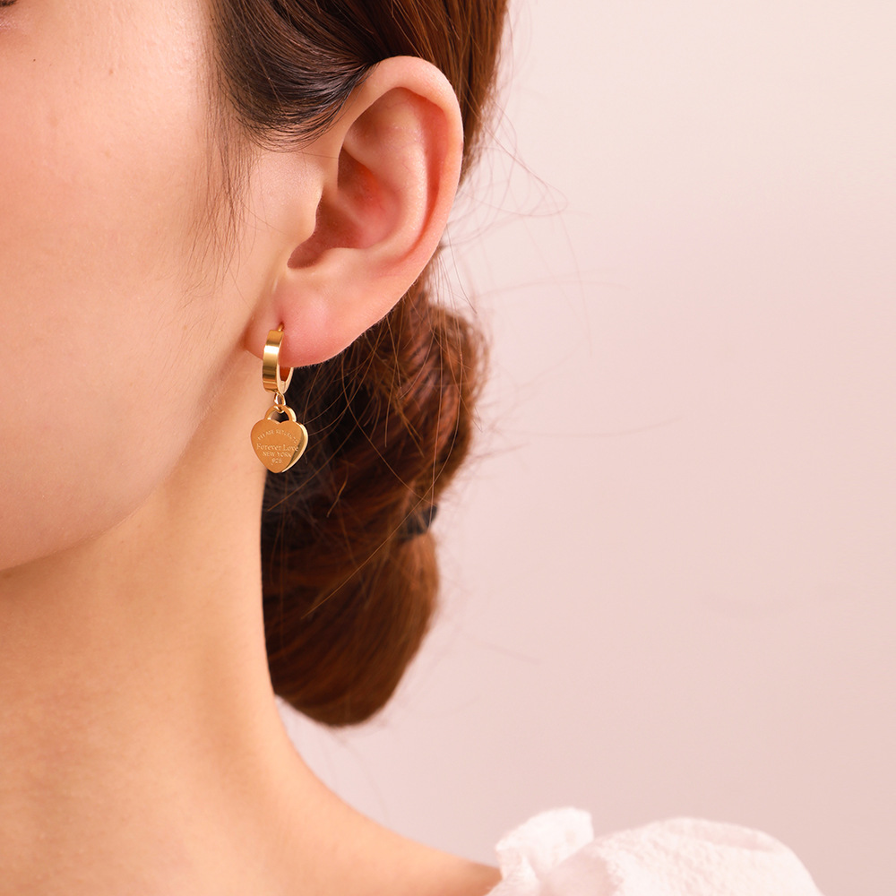 Titanium Steel Heart Alloy Earrings