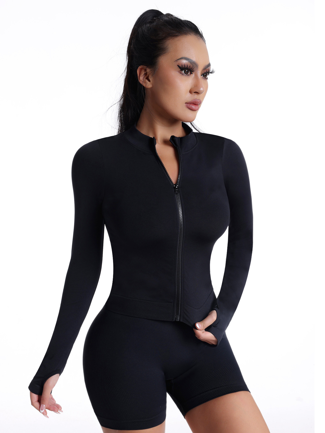 Seamless Zip-up Shirt Long Sleeve Sportswear - Image 3