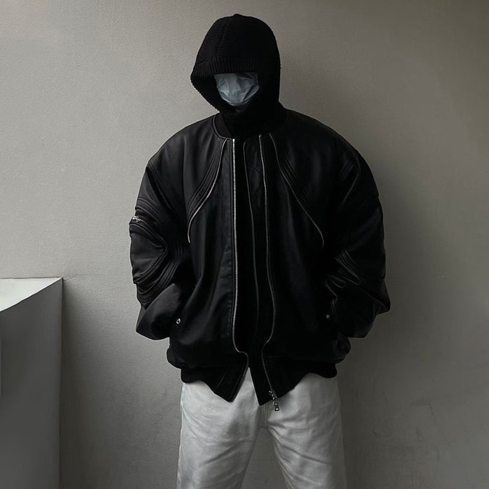 Vintage Leather Flight Jacket Baggy Coat