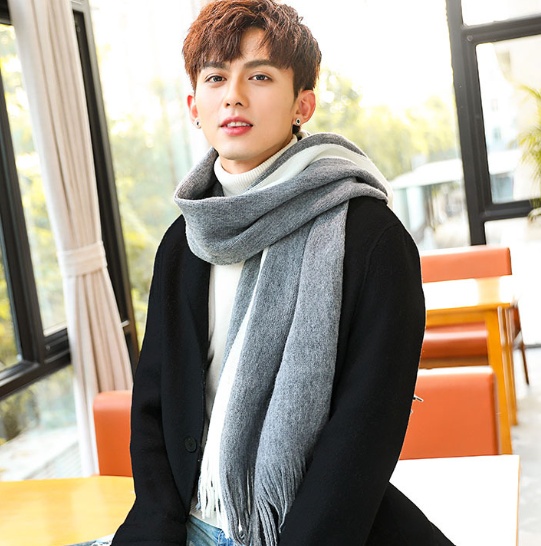 Two Tone Long Neck Warm Scarves For Men - Image 2