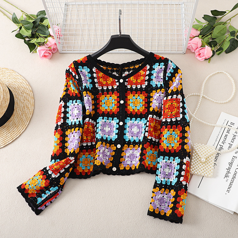 Vintage Chic Crochet Hollow Out Knitted Coat - Image 5