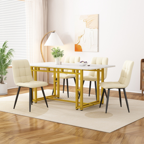 Metal Frame Rectangular Dining Table