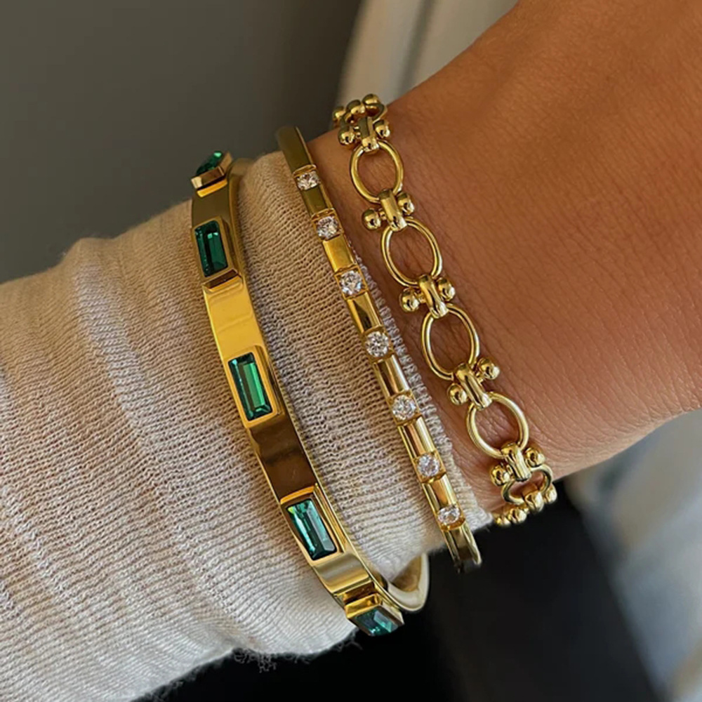 Gold-plated Stainless Steel Bracelets With Zirconia - Image 7