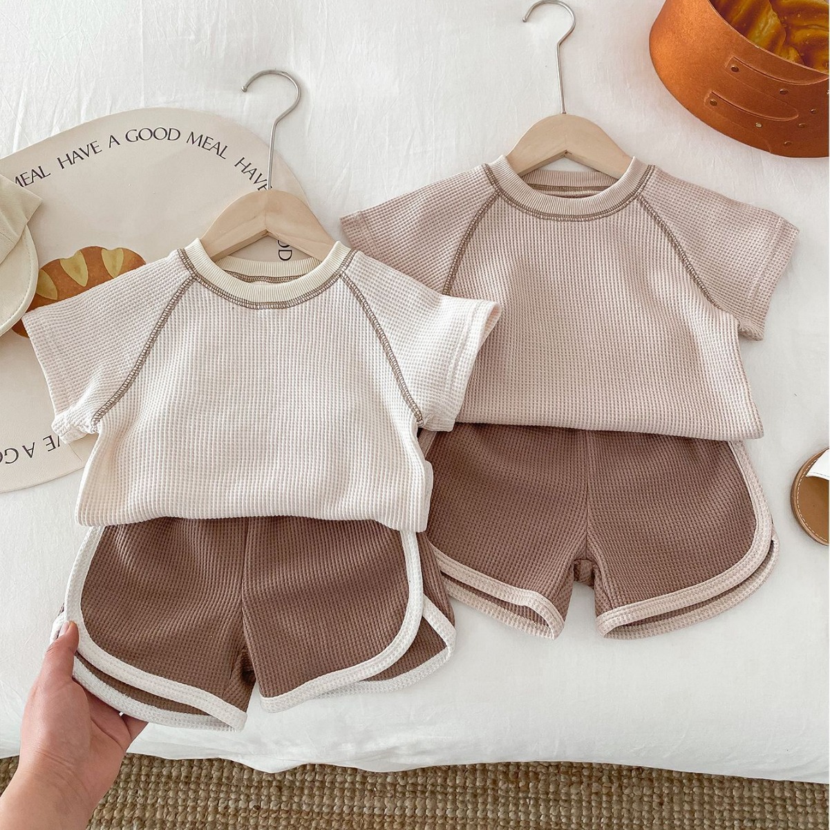 Unisex Baby Short Sleeve Waffle Kit