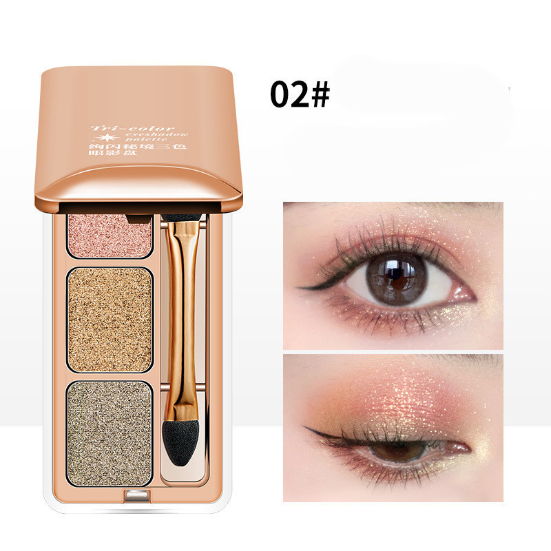 Three Color Eye Shadow Plate With Pearly Light - Image 6