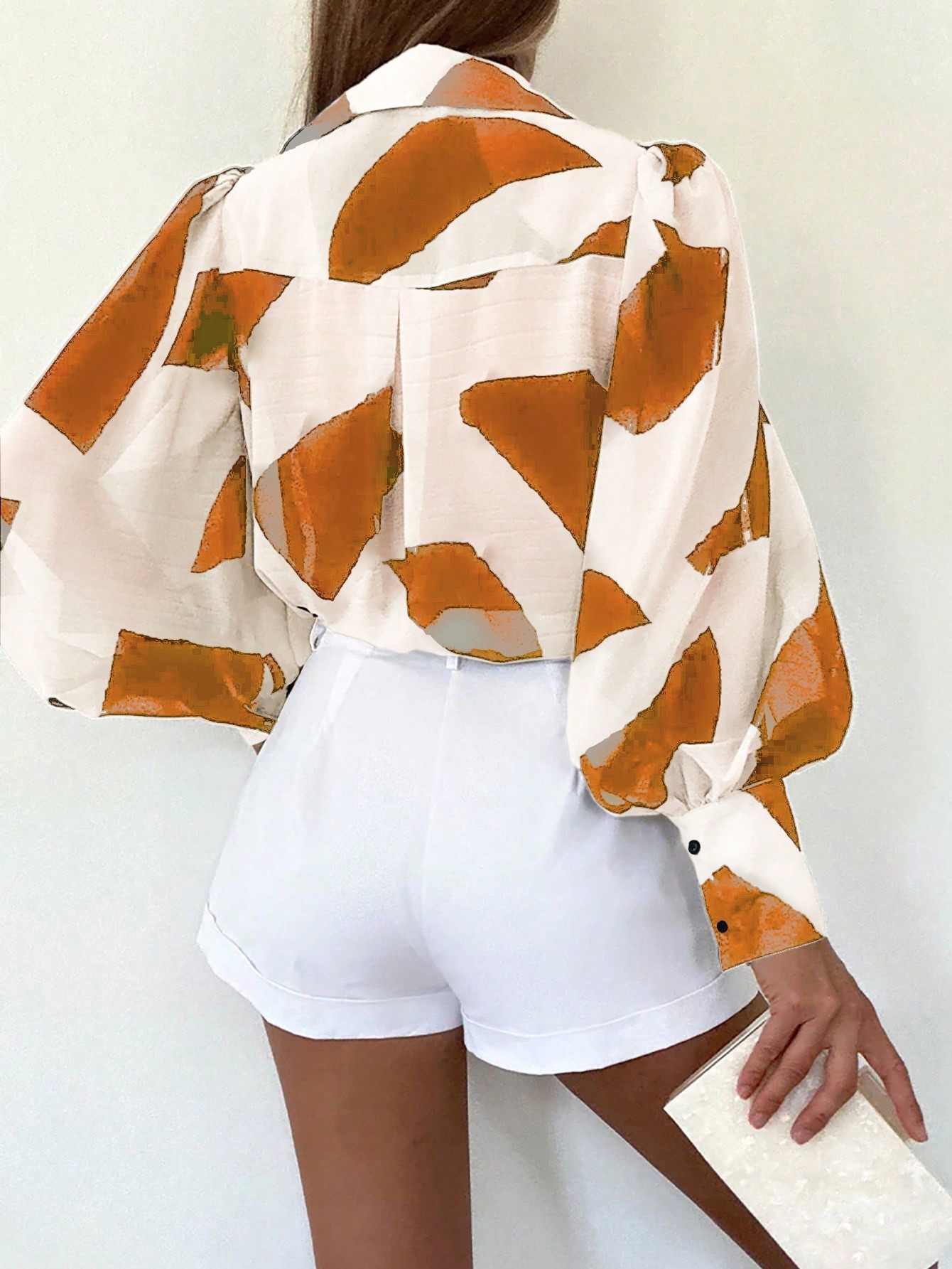Print Blouse With Shirt Collar - Image 4
