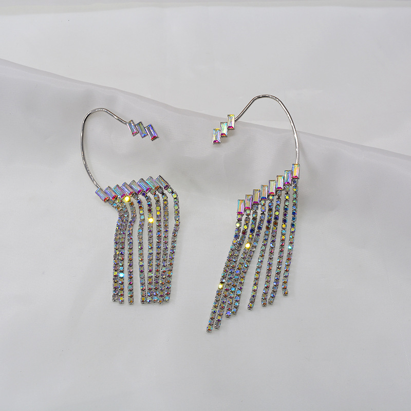 Rhinestone Tassel Earrings - Image 4