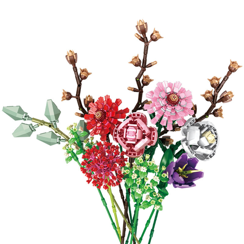 Building Blocks Rose Girl Holiday Gift Model Flower - Image 7