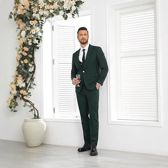 Men's Slim Double-Breasted Coat Vest Pants Suit