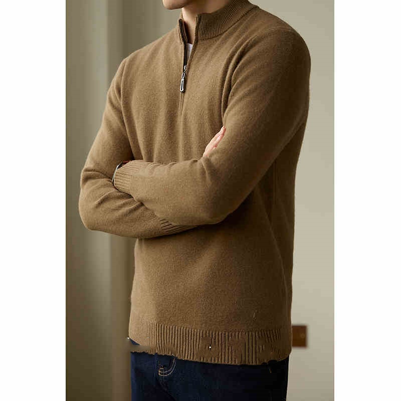 Pure Wool Stand Collar Thermal Sweater - Image 3