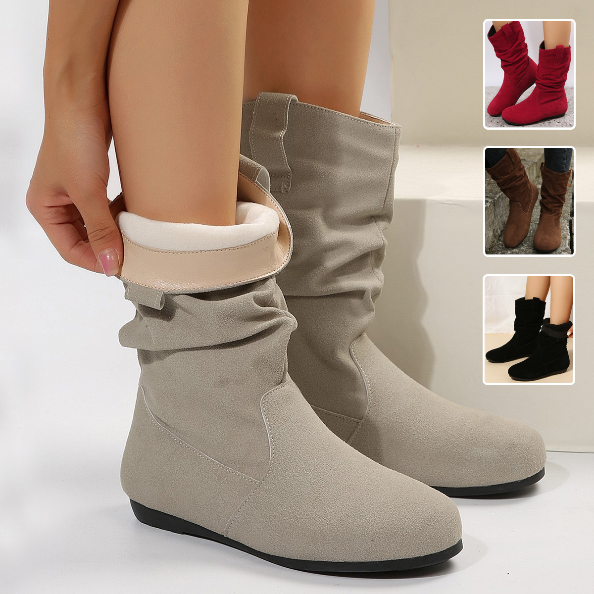 Round Toe Flat Boots