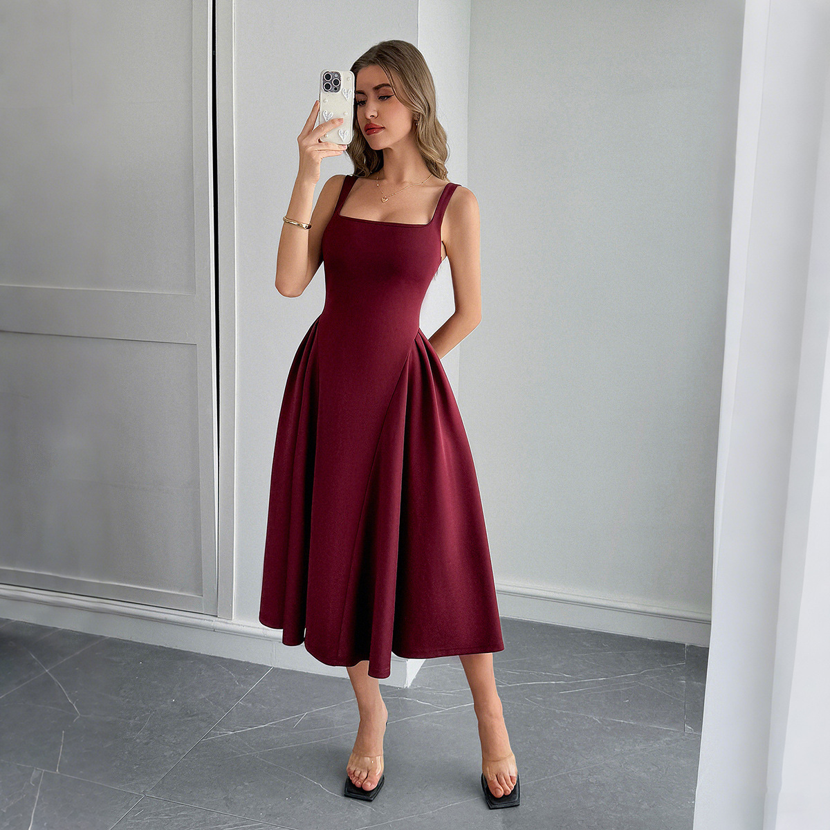 Leisure Simple Camisole Line A Dress - Image 5