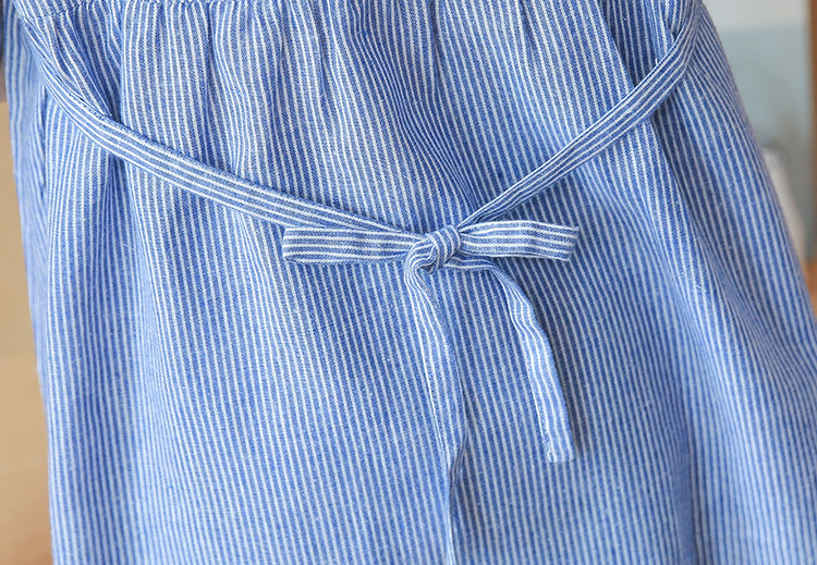 Maternity Collar Striped Stand-Up Embroidery Maternity Top - Image 2