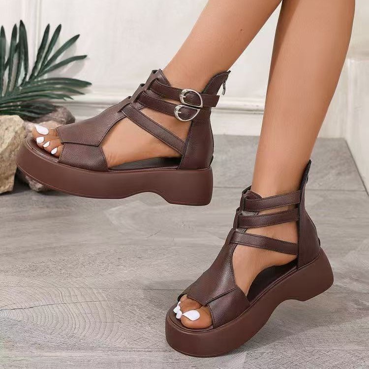 Flat Heel Muffin Roman Sandals