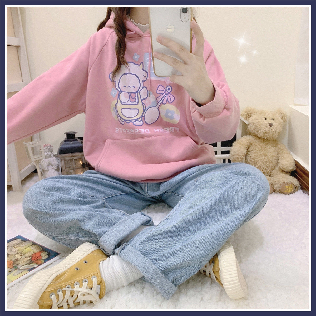 Women's Plus Velvet Padded Sweater With Hoodie - Image 5