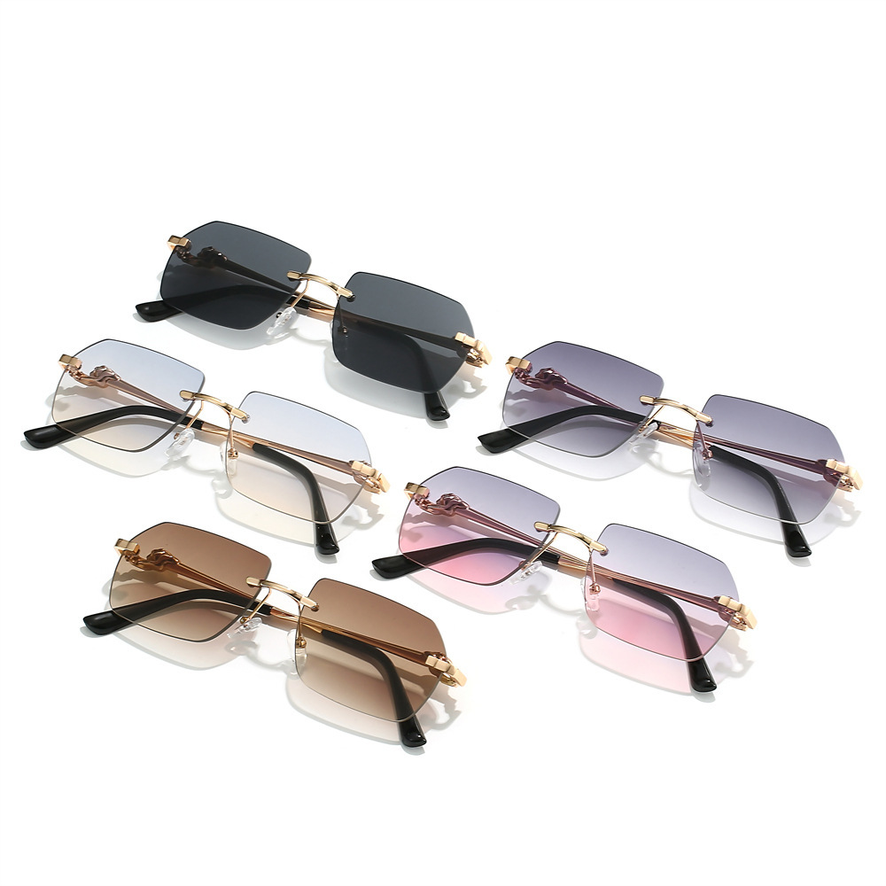 Frameless Trimming Leopard Sunglasses For Unisex - Image 2
