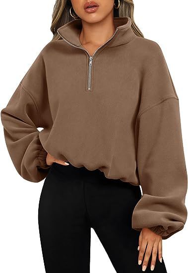Half Zipped Drawstring Stand Collar Fleece Jacket - Image 7