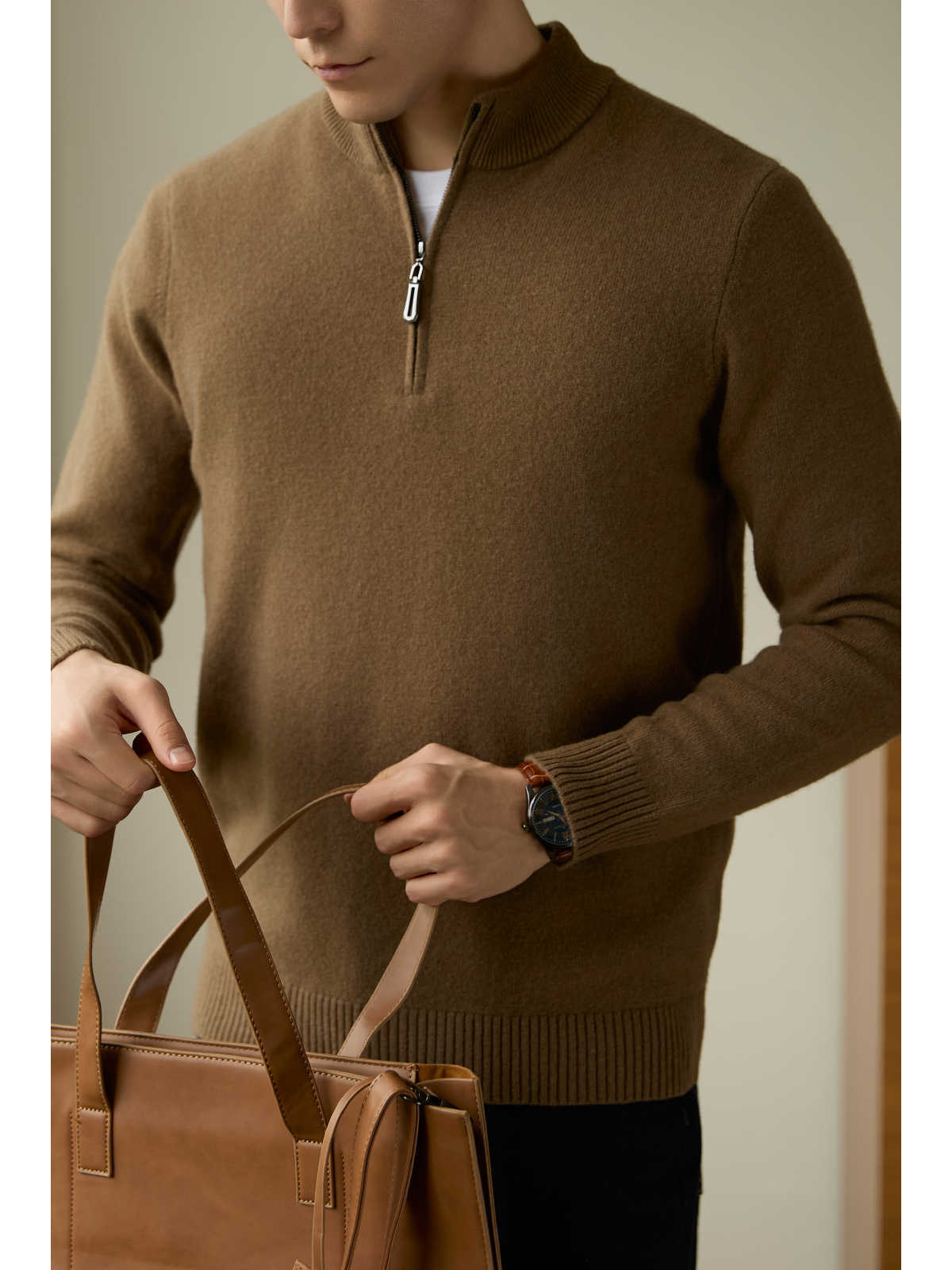 Pure Wool Stand Collar Thermal Sweater - Image 5