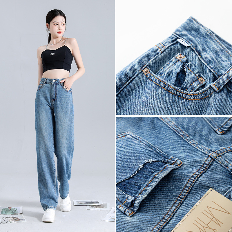 Women's Dark Blue Wide-Leg Jeans - Image 4