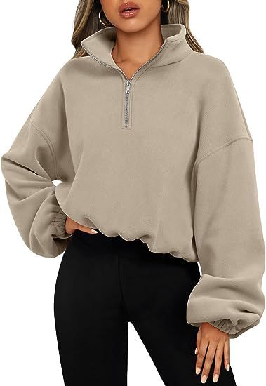 Half Zipped Drawstring Stand Collar Fleece Jacket - Image 8