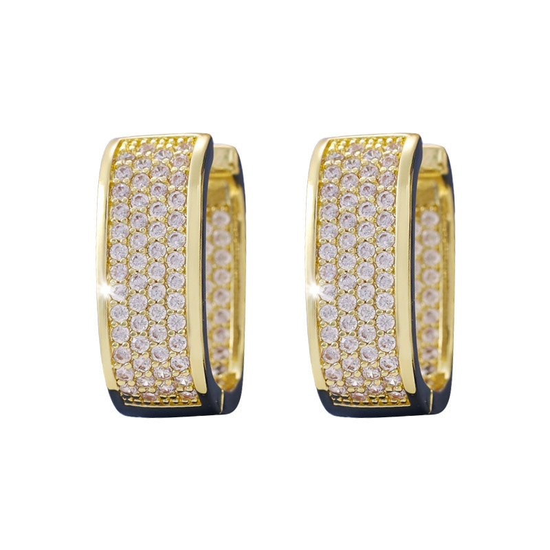 Micro-inlaid Diamond Shiny Square Earrings - Image 6