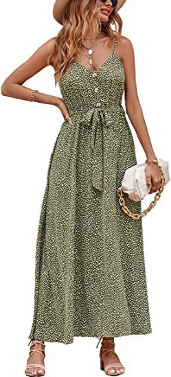 Sleeveless V Neck Button Down Dress With Belt - Image 2